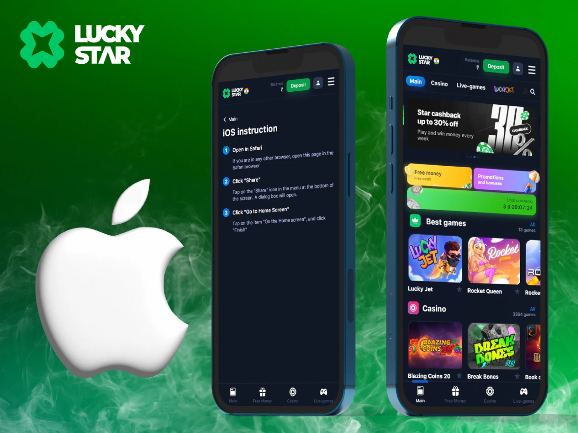 Lucky Star app on screen of iOS devices.